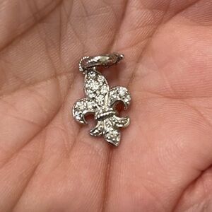 JUDITH RIPKA Sterling Silver CZ Fleur De Lis Enhancer Charm Pendant Rare